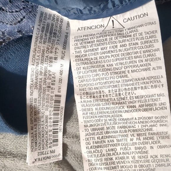 Zara Blue Lace Zip Up Jacket Floral Size Medium - Picture 8 of 8